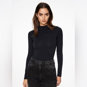Dynamite Long Sleeve Mock Neck Bodysuit (Black)
